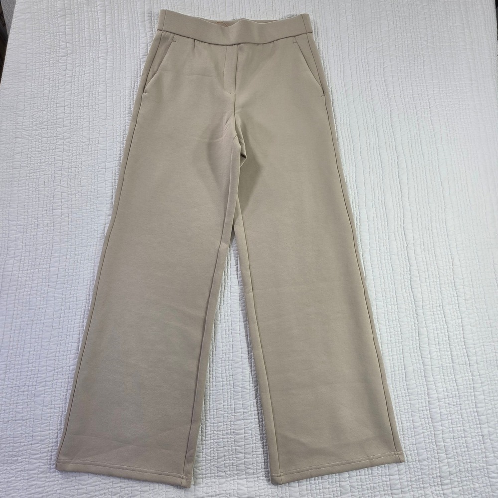 OGL Women Beige High Waisted Wide Leg Trouser Pants Office Career Medium M NWT